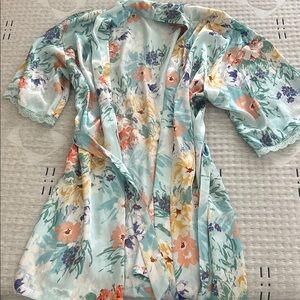 Light Blue Floral Bathrobe